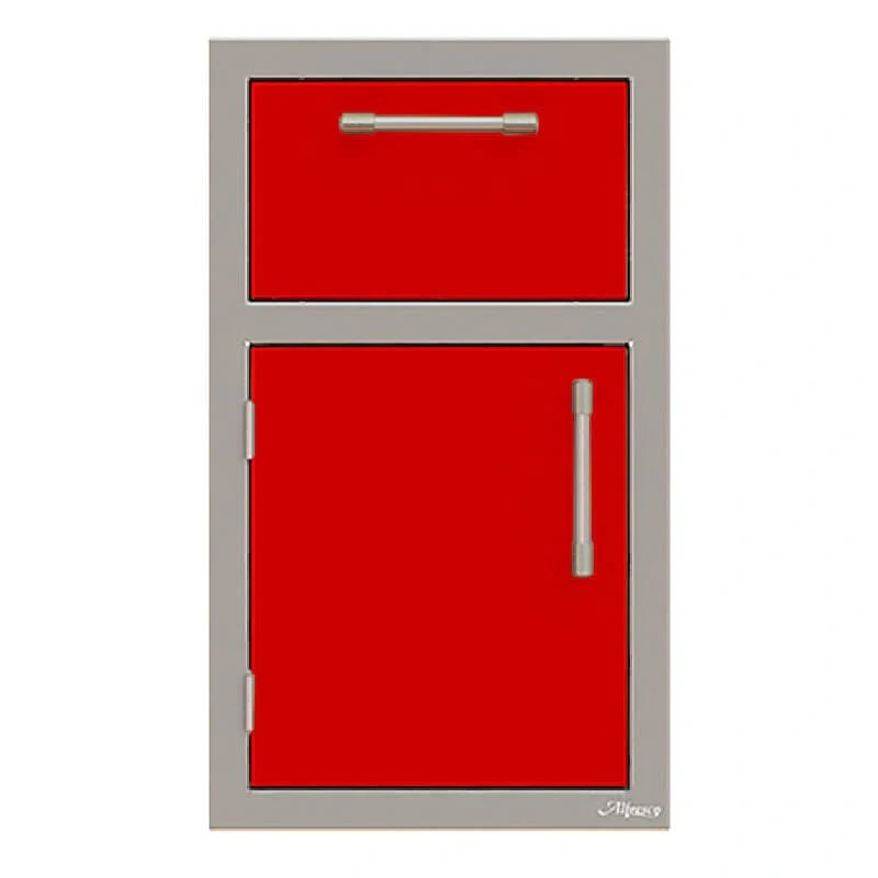 Alfresco 17-Inch Stainless Steel Soft-Close Door & Drawer Combo-Carmine Red