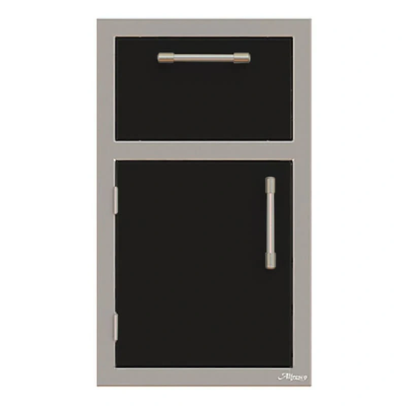 Alfresco 17-Inch Stainless Steel Soft-Close Door & Drawer Combo-Jet Black Gloss