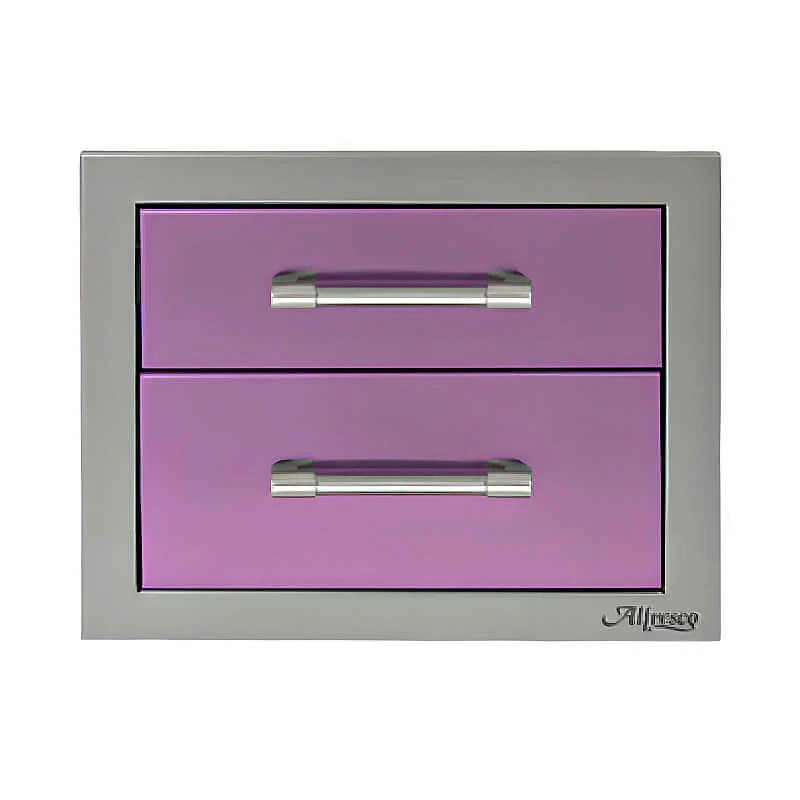 Alfresco 17-Inch Stainless Steel Soft-Close Double Drawer-Blue Lilac