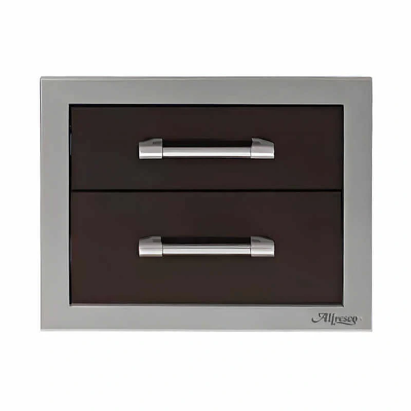 Alfresco 17-Inch Stainless Steel Soft-Close Double Drawer-Jet Black Matte