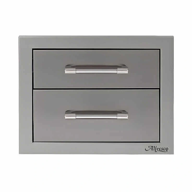 Alfresco 17-Inch Stainless Steel Soft-Close Double Drawer-Signal Gray