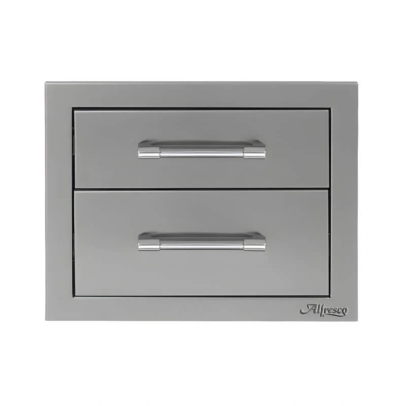 Alfresco 17-Inch Stainless Steel Soft-Close Double Drawer-Stainless Steel