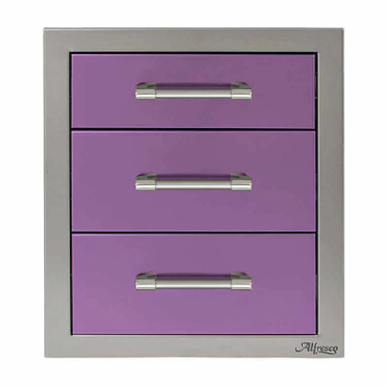 Alfresco 17-Inch Stainless Steel Soft-Close Triple Drawer-Blue Lilac