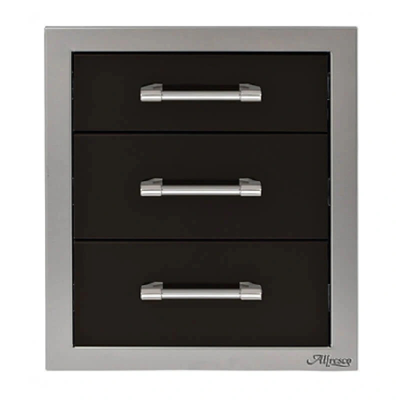 Alfresco 17-Inch Stainless Steel Soft-Close Triple Drawer-Jet Black Gloss