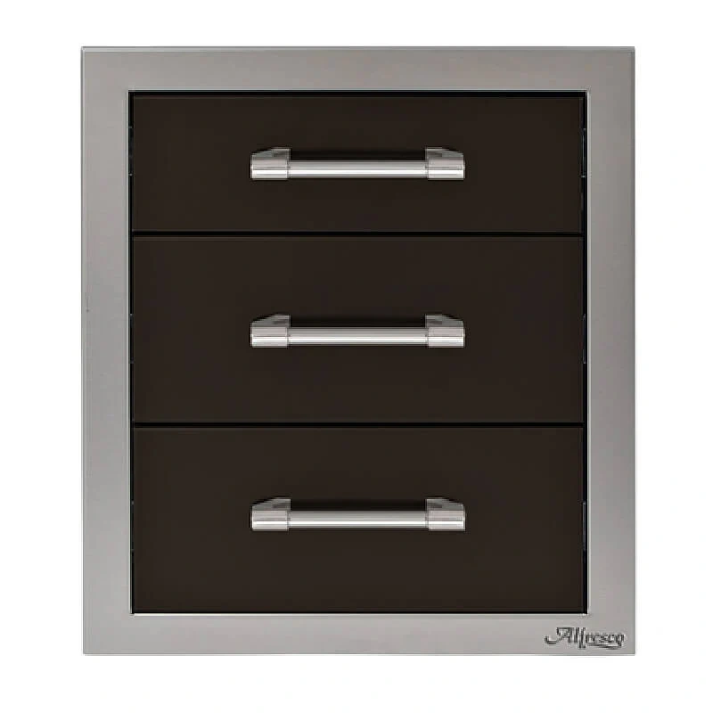 Alfresco 17-Inch Stainless Steel Soft-Close Triple Drawer-Jet Black Matte