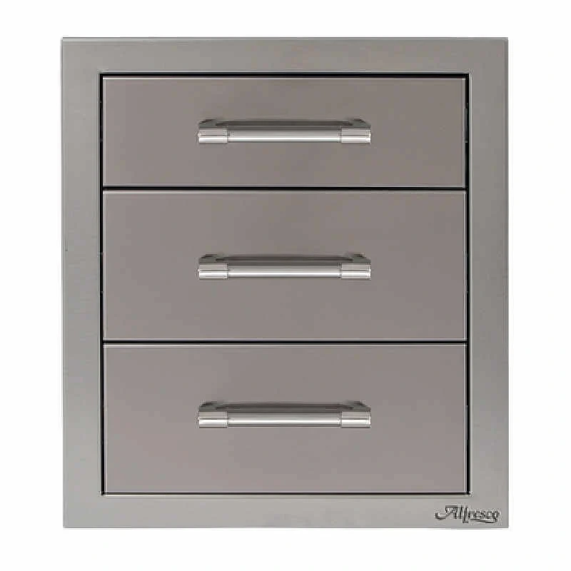 Alfresco 17-Inch Stainless Steel Soft-Close Triple Drawer-Signal Gray