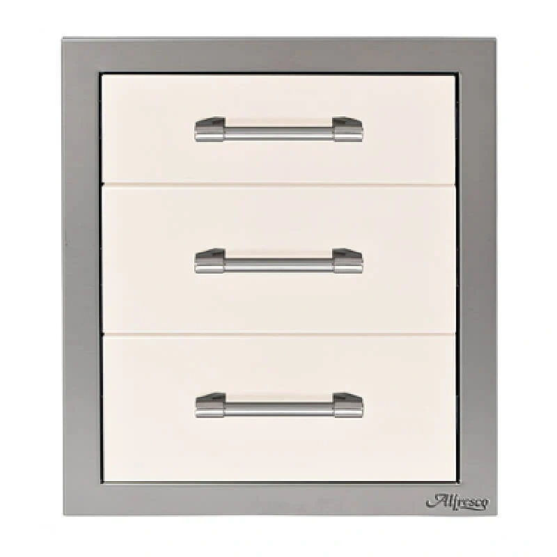 Alfresco 17-Inch Stainless Steel Soft-Close Triple Drawer-Signal White Gloss