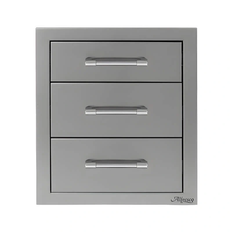 Alfresco 17-Inch Stainless Steel Soft-Close Triple Drawer-Stainless Steel