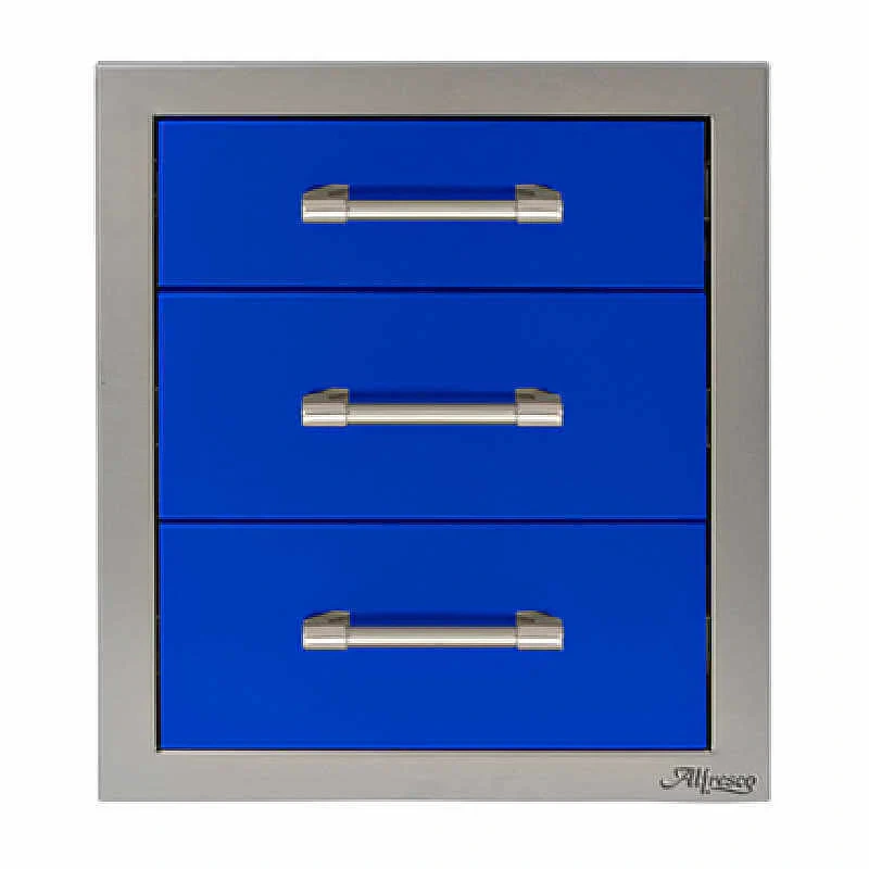 Alfresco 17-Inch Stainless Steel Soft-Close Triple Drawer-Ultramarine Blue