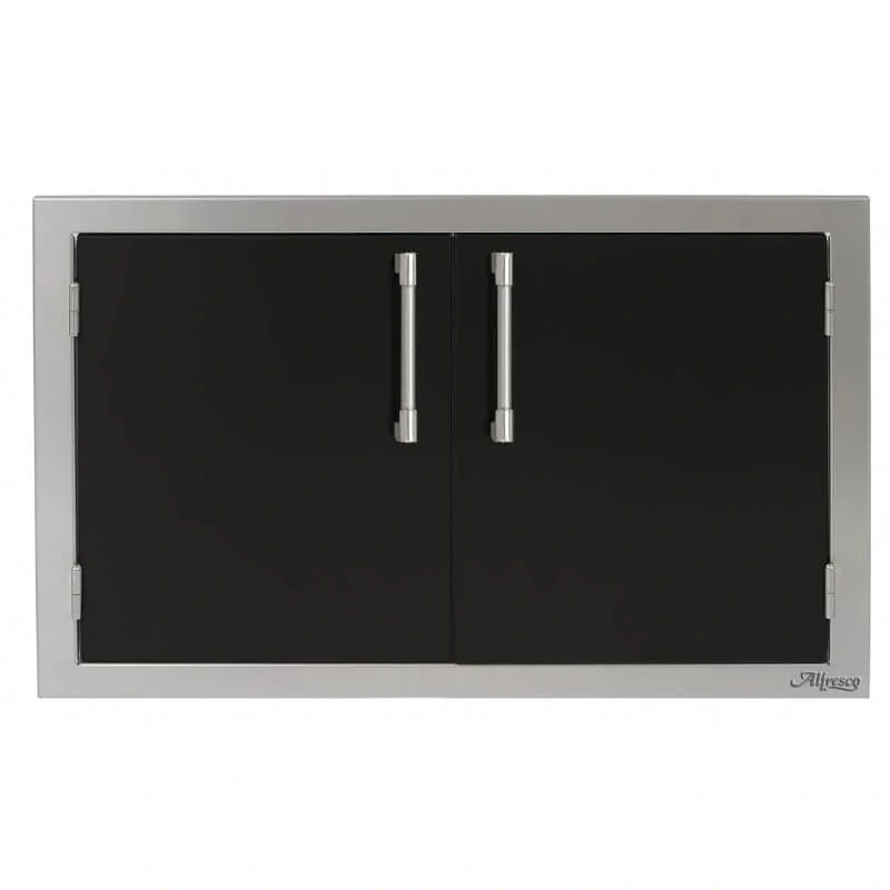 Alfresco 30 Inch Stainless Steel Double Access Door-Jet Black Gloss