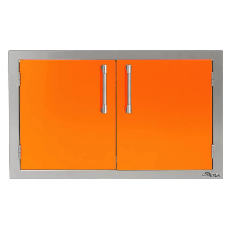 Alfresco 30 Inch Stainless Steel Double Access Door-Luminous Orange