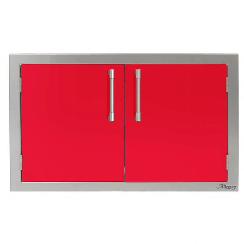 Alfresco 30 Inch Stainless Steel Double Access Door-Raspberry Red