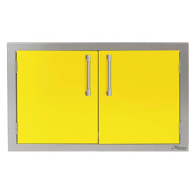 Alfresco 30 Inch Stainless Steel Double Access Door-Traffic Yellow