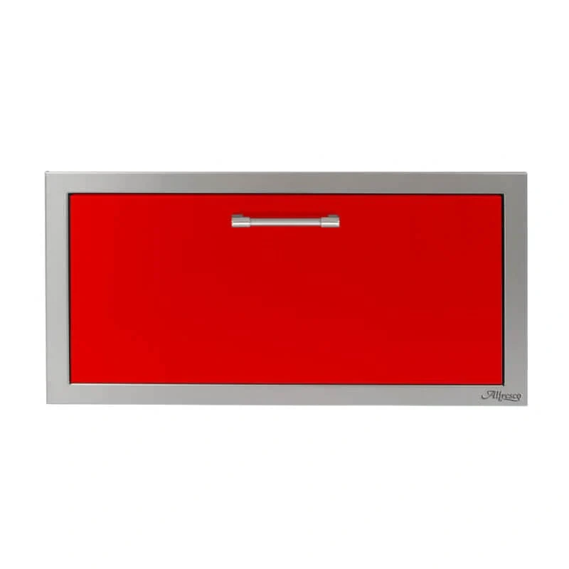 Alfresco 30-Inch Versa Power Stainless Steel Soft-Close Single Drawer-Carmine Red