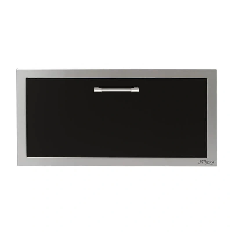 Alfresco 30-Inch Versa Power Stainless Steel Soft-Close Single Drawer-Jet Black Gloss