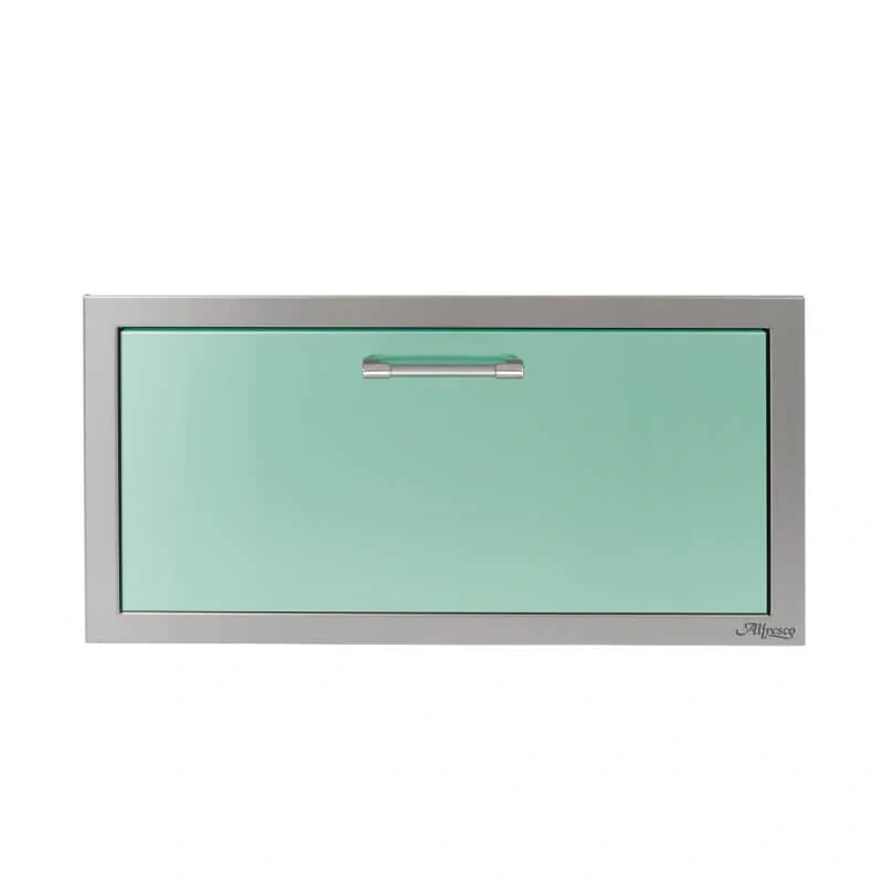 Alfresco 30-Inch Versa Power Stainless Steel Soft-Close Single Drawer-Light Green