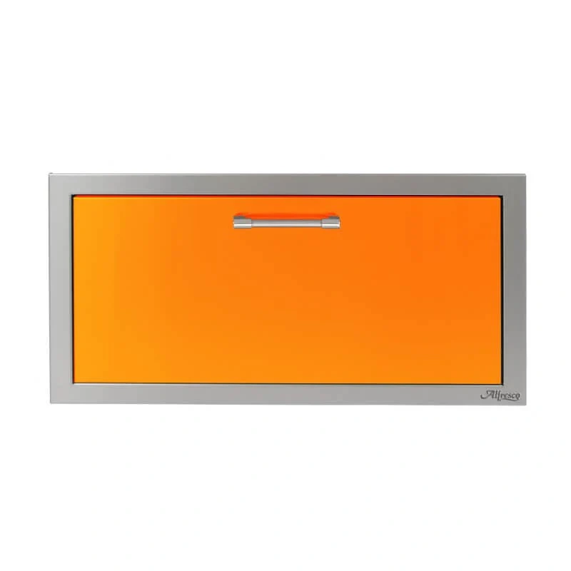 Alfresco 30-Inch Versa Power Stainless Steel Soft-Close Single Drawer-Luminous Orange