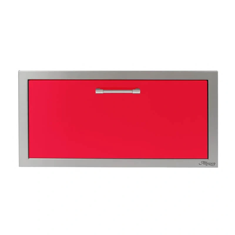 Alfresco 30-Inch Versa Power Stainless Steel Soft-Close Single Drawer-Raspberry Red