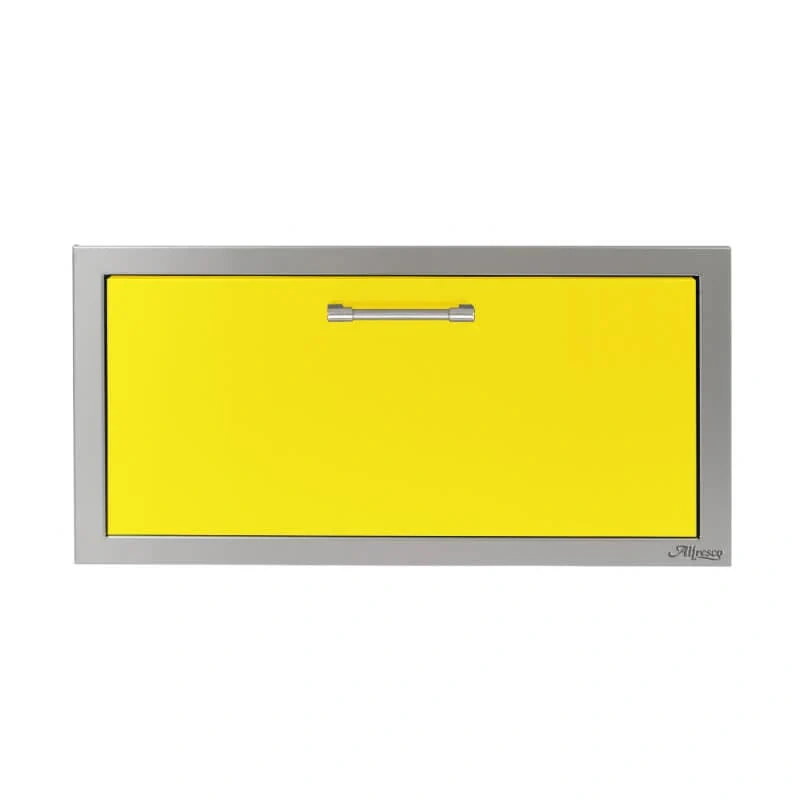 Alfresco 30-Inch Versa Power Stainless Steel Soft-Close Single Drawer-Traffic Yellow