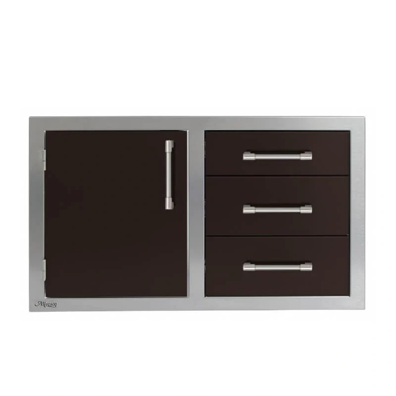 Alfresco 32-Inch Stainless Steel Soft-Close Door & Triple Drawer Combo-Jet Black Matte