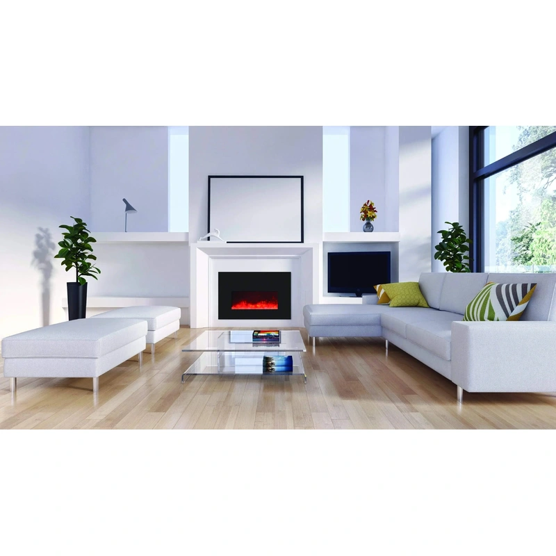 Amantii 26″ Small Insert Electric Fireplace INSERT-26-3825-BG with Black Glass Surround